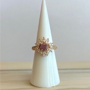 Bomb Party Mauve Ice Crystal Ring - Size 5 - Rose Gold Plated